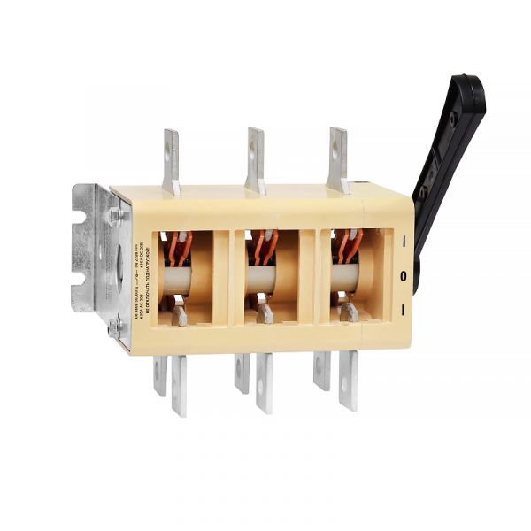 Выключатель-разъединитель ВР32-39 А 70220-00 УХЛ3, 630А, несъёмная боковая рукоятка, 3-х полюсный на два направления, IP00