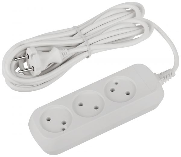 Удлинитель электрический 3 розетки без заземления 5м ПВС 2x0.75мм2 UDL-10-350 Greenline