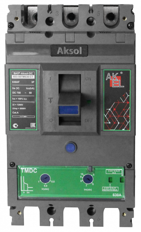 Выключатель автоматический в литом корпусе ВА57-DC-AKSOL-603-50ТМ500-CT 3P/500А/ТМ/50кА