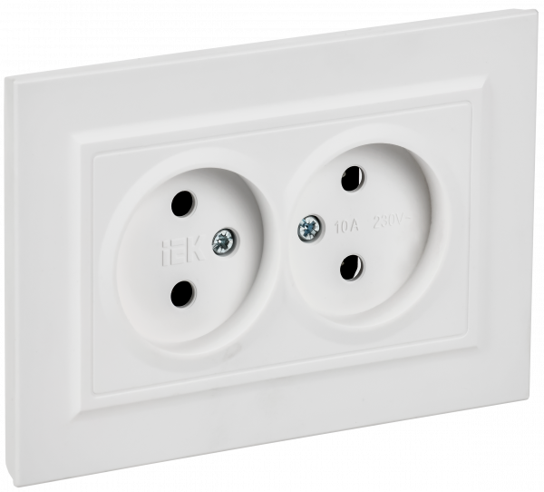 BRITE Розетка 2-местная без заземления без защитных шторок 10А в сборе РС12-2-БрАБ арктический белый IEK