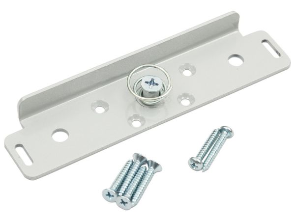 Монтажный комплект для установки якоря на двери с помощью переходной пластины, с возможностью регулировки положения на двери