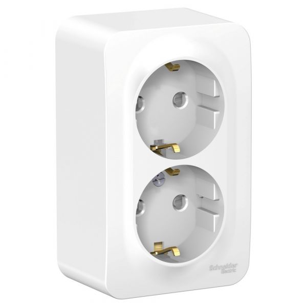 BLANCA  розетка наружная  двойная с заземлением со шторками, 16А, 250В, белый