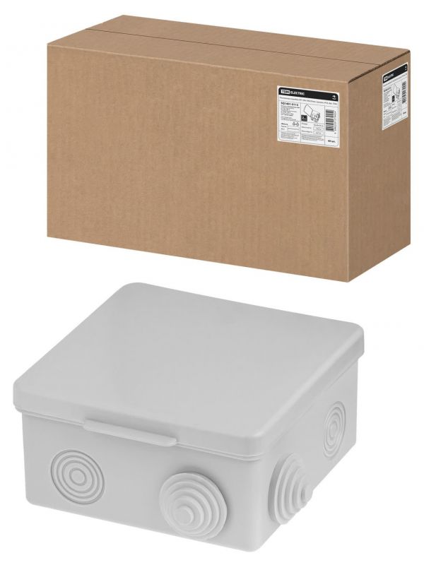 Распаячная коробка ОП 100х100х55мм, крышка, IP54, 8 входов