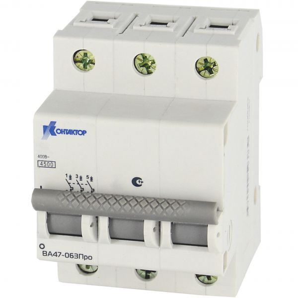 Выключатель автоматический трехполюсный 1А С ВА47-063Про 4.5kA