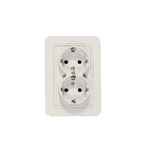 Lillium Розетка двойная с заземлением белая