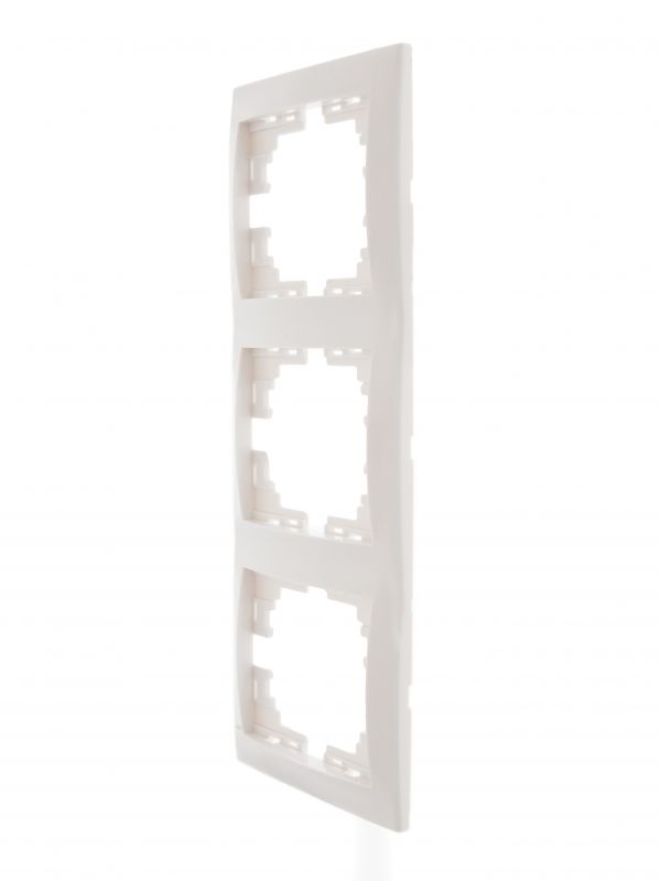 MIRA Рамка 3 поста вертикальная белая без вставок