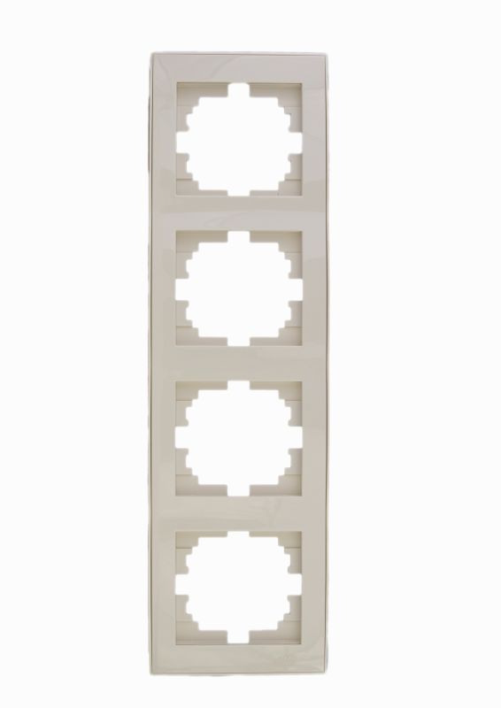 Рамка RAIN 4-ая вертикальная крем с боковой вставкой