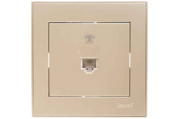 Розетка RAIN телефонная евро жемчужно-белый перламутр