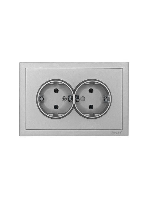 ZIMA Розетка двойная с заземлением 16А, механизм, серый матовый Lezard 704-7400-127BQC