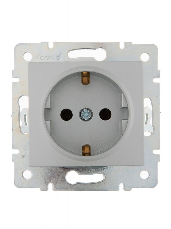 KARINA Розетка с/з керамика матовое серебро (10шт/120шт)