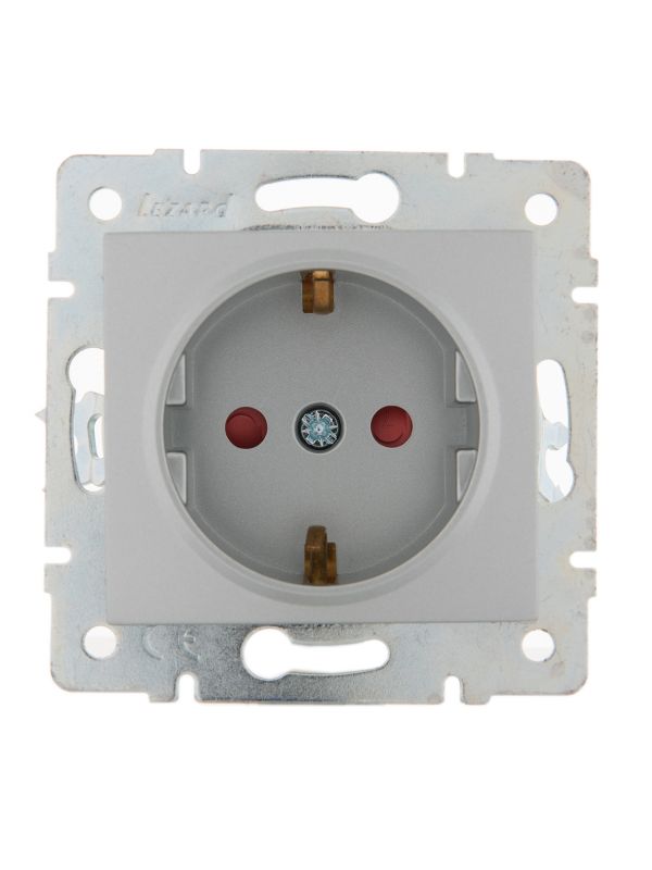 KARINA Розетка с защитой от детей керамика матовое серебро (10шт/120шт)