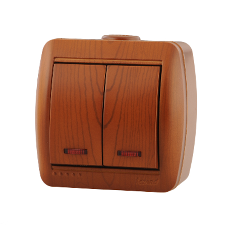 Ната Выключатель х2 с подсветкой сосна