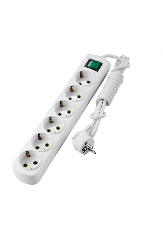 Удлинитель с/з 6 входа 2 метра с выключателем