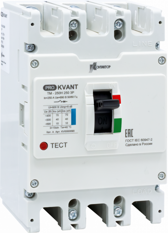 Выключатель автоматический PRO.KVANT TM-250N 3P 100A 35 kA