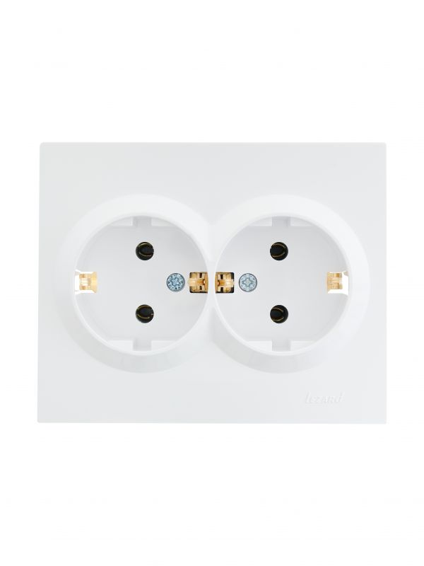Розетка двойная без заземления белая ПБТ VESNA