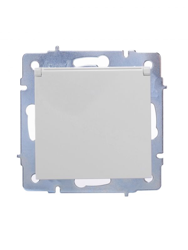 VESNA Розетка с/з с крышкой ПБТ белая