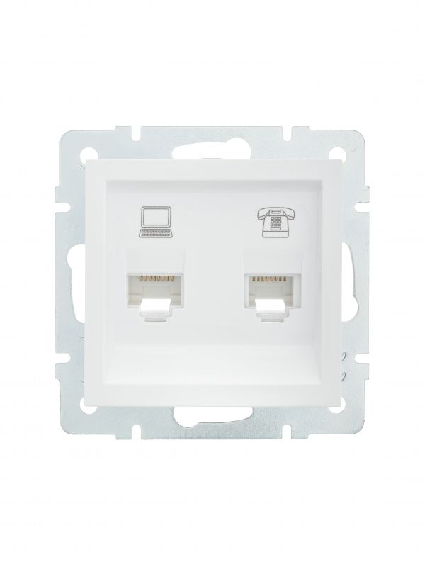 VESNA Розетка компьютер+телефон белая