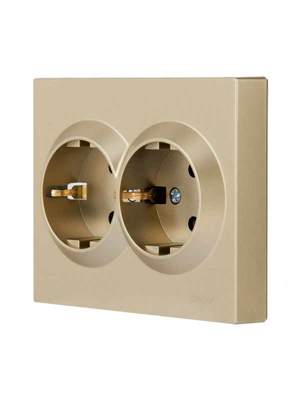 VESNA Розетка двойная с защитой от детей ПБТ золото