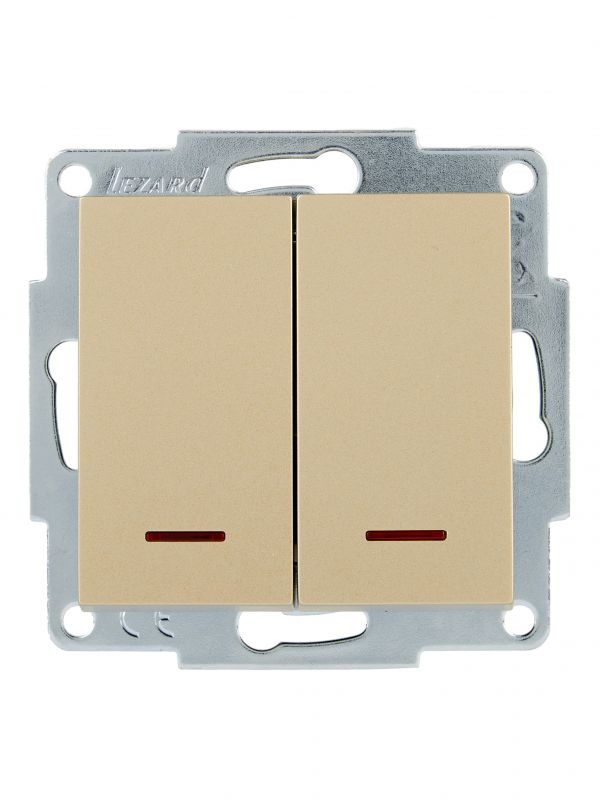 VESNA Выключатель двойной с подсветкой золото