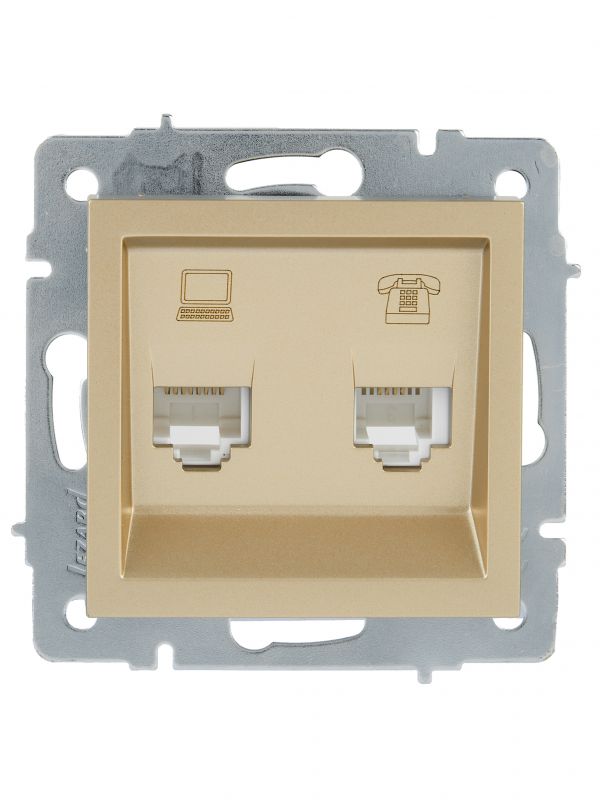 VESNA Розетка компьютер+телефон золото