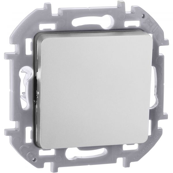 Выключатель 1-клавишный проходной 10АХ безвинтовое крепление алюминий INSPIRIA