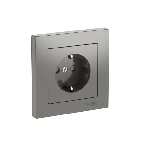 ATLASDESIGN РОЗЕТКА с заземлением со шторками, 16А, в сборе, быстрозажимные клеммы, СТАЛЬ