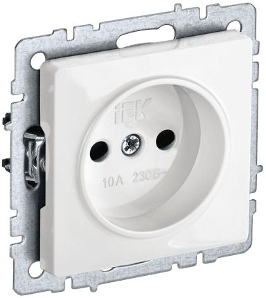 BRITE Розетка 1 пост без заземления с защитными шторками 10А РСш10-2-БрБ белый IEK
