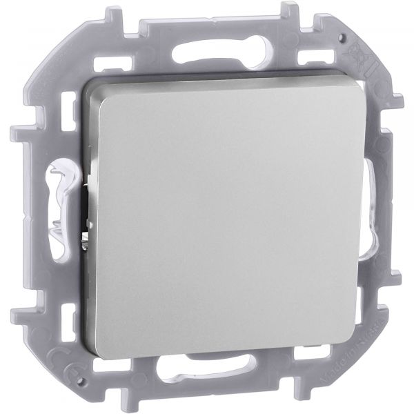 Выключатель 1-клавишный самовозвартный с нормально-открытым контактом 6А безвинтовое крепление алюминий INSPIRIA