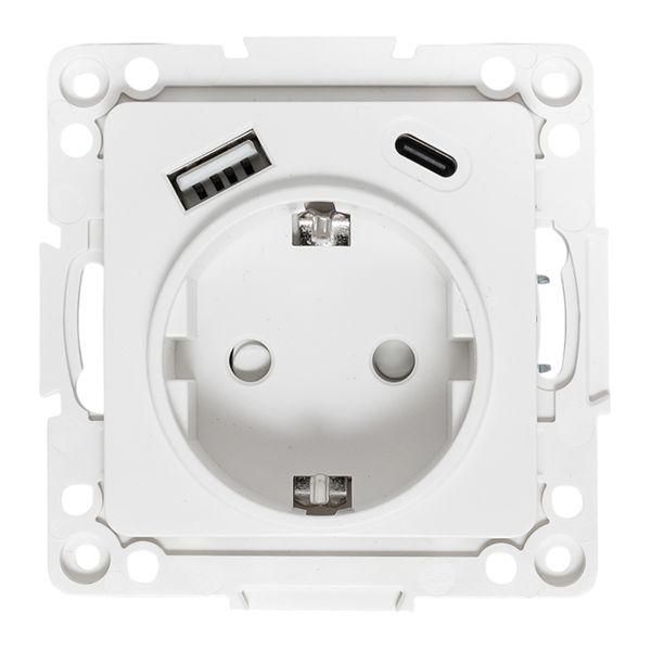 Стокгольм Механизм Розетки 1-местной с/з, USB A+C 16А винтовые клеммы белый с защ. штор. EKF