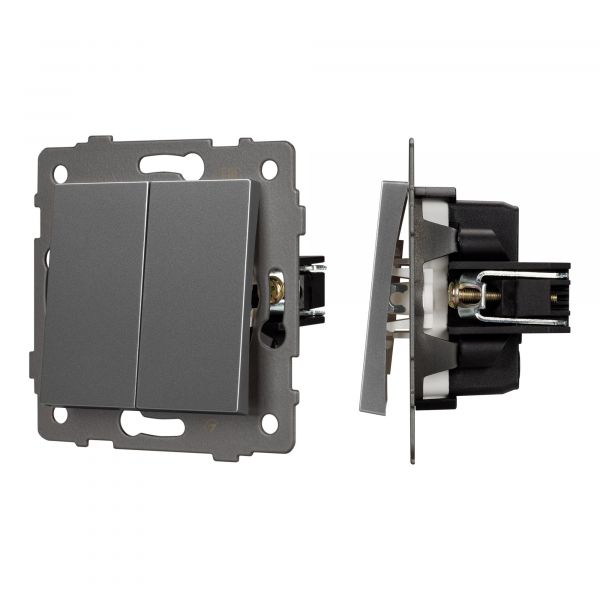 Механизм выключателя двухклавишный непроходной SWT-MK02-PL-GR-V 250V, 10A