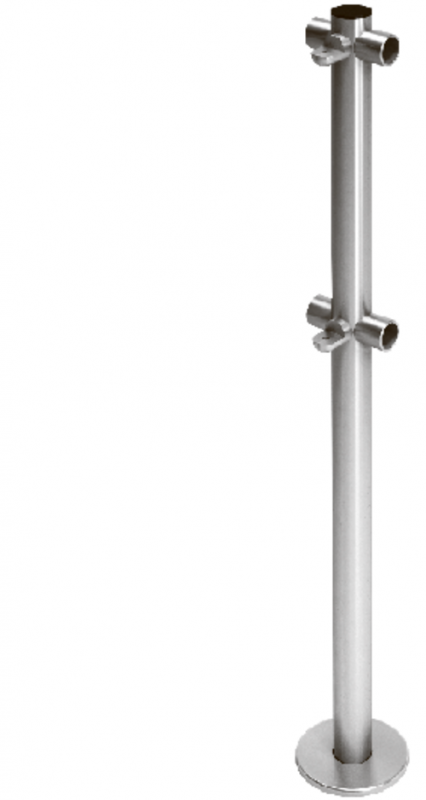 Стойка ограждения Т-образная с 2-мя полупетлями под поворотную створку или секцию по 2 муфты слева и справа