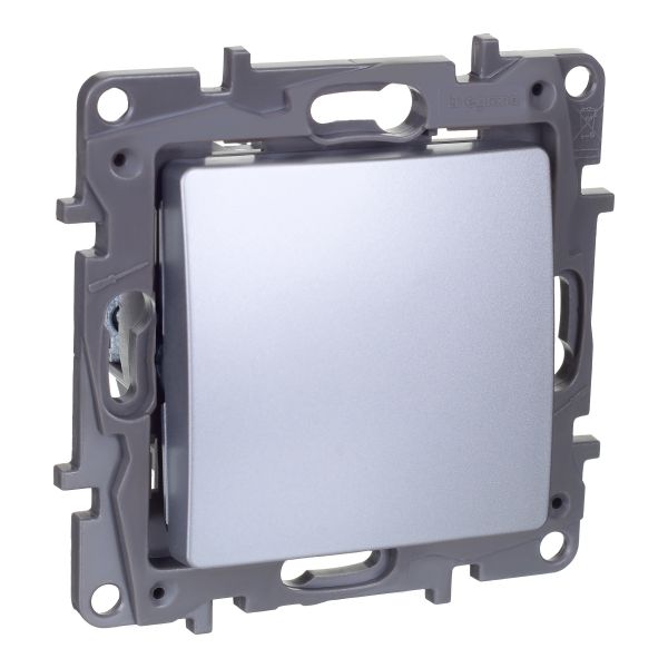 Выключатель 1-клавишный 10АХ перекрестный алюминий ETIKA