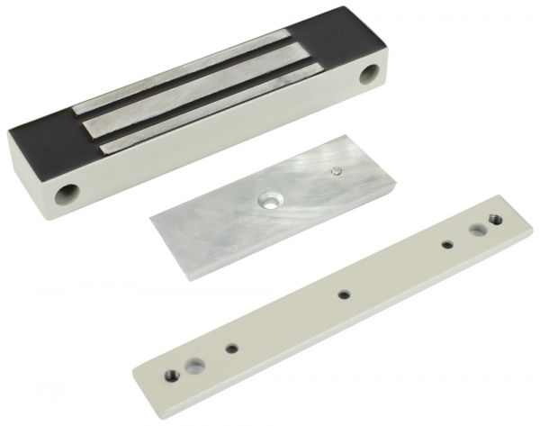 Замок электромагнитный ML-100K с планкой IP67 12В усилие 100 кг белый