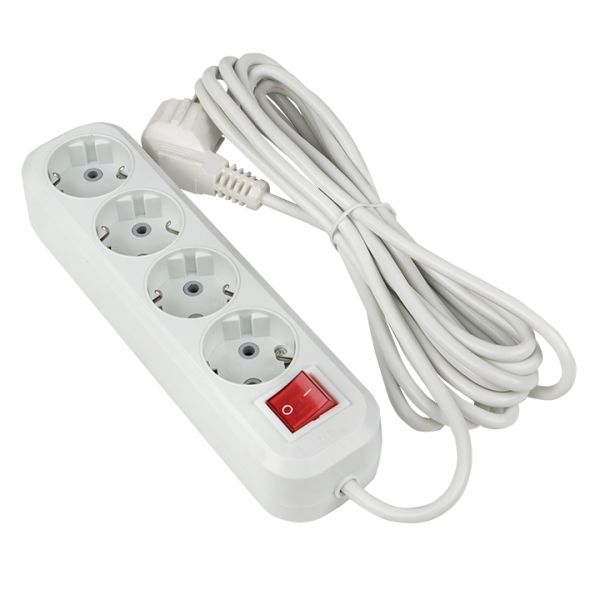 Удлинитель Эксперт 4 гнезда 5 метров 16А/3,0кВт с выключателем и заземлением ПВС 3х1 PROxima