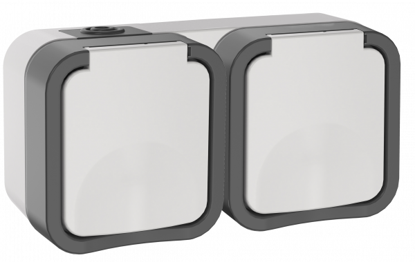 Розетка 2-местная горизонтальная TORS 16А IP55 белый