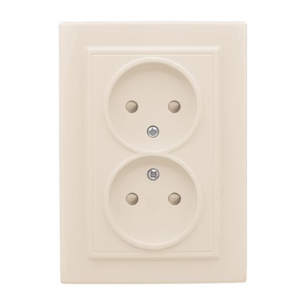 Розетка двухместная СП без заземления 10А бежевый с защитными шторками Минск