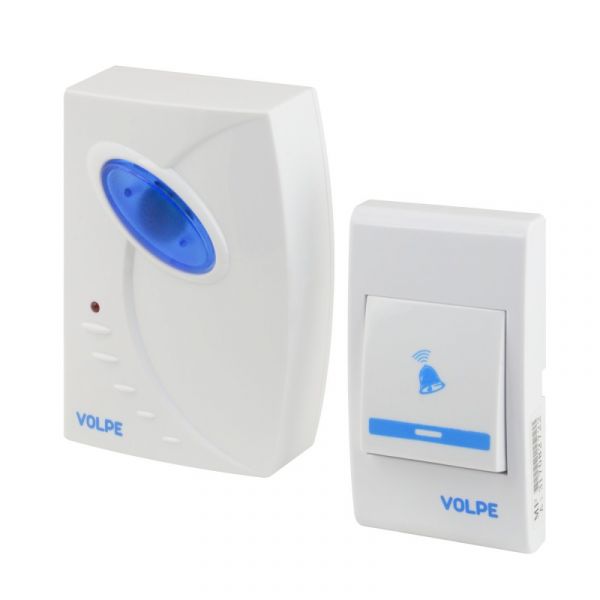 UDB-Q025 W-R1T1-16S-80M-WH Звонок беспроводной. 16 мелодий. Световая индикация. Радиус действия 80 метров. Блистерная упаковка. Белый.ТМ Volpe