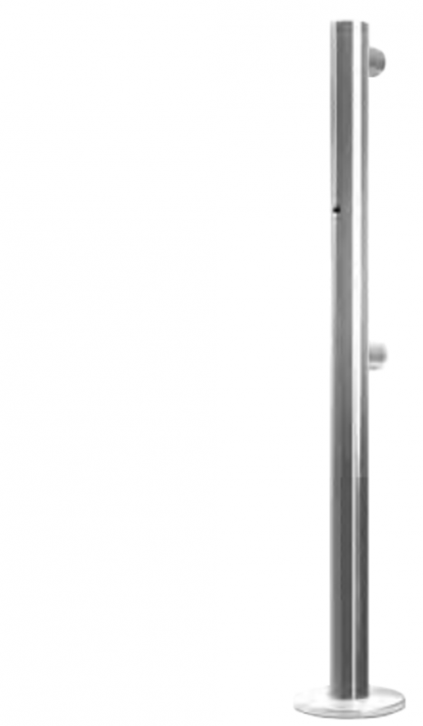 Стойка ограждения односторонняя с отверстием под фиксатор , 2 муфты и отверстие справа