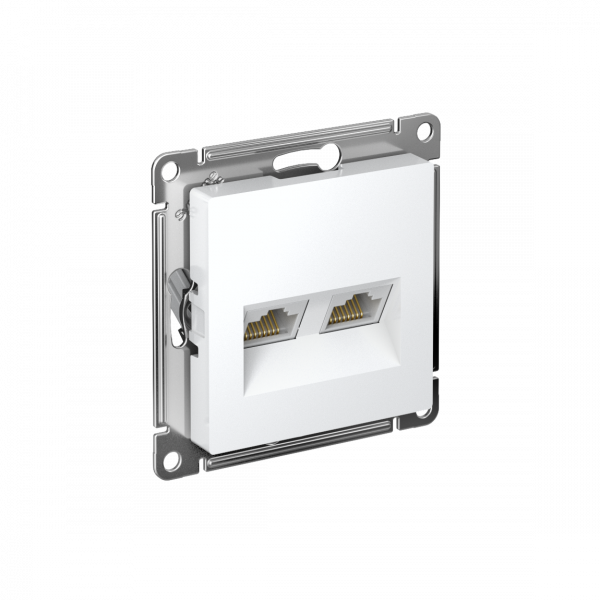 ATLASDESIGN РОЗЕТКА двойная компьютерная RJ45+RJ45, кат.6А, механизм, БЕЛЫЙ
