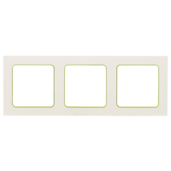 Стокгольм Рамка 3-местная белая с линией цвета зеленый