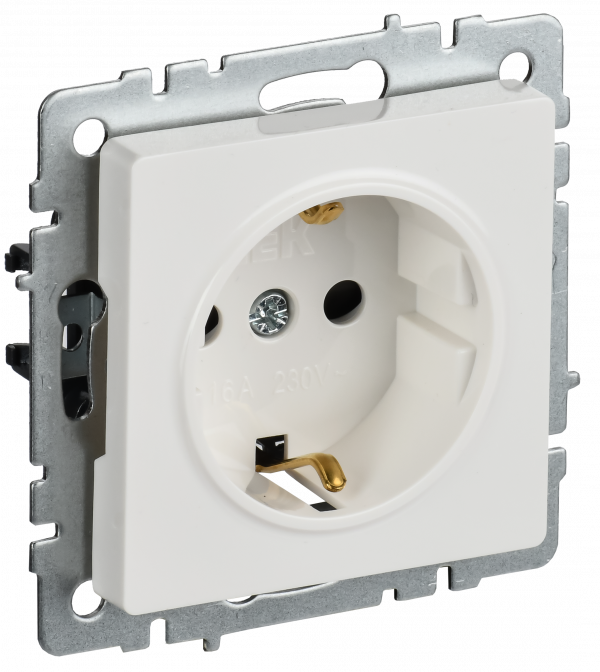 BRITE Розетка 1-местная с заземлением с защитными шторками 16А РС14-1-0-БрБ белый