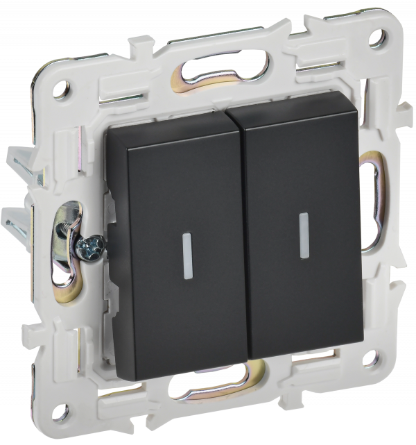 SKANDY Выключатель 2-клавишный с индикацией 10А SK-V09Bl черный IEK