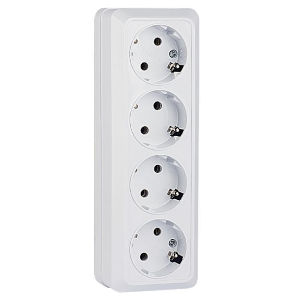 Розетка Рим 4-местная 16А с заземлением белая