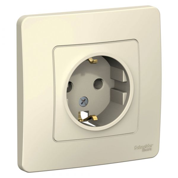 BLANCA скрытой установки розетка с заземлением без шторок, 16А, 250В, молочный