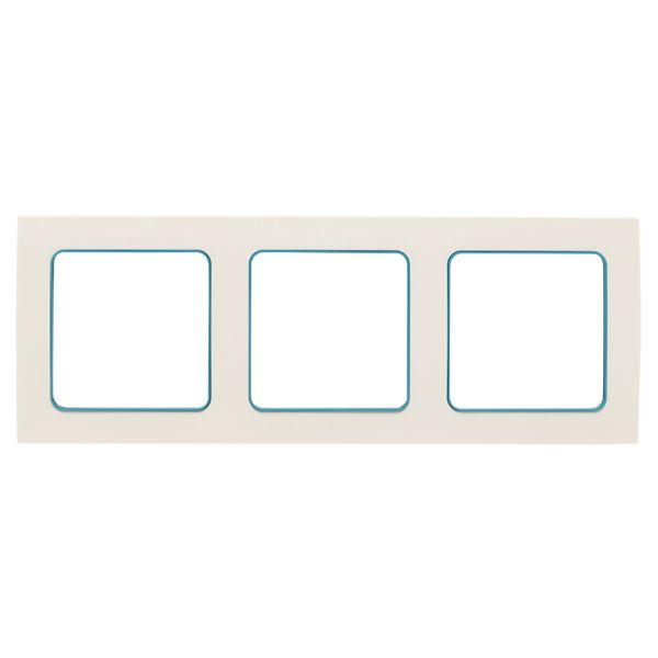 Стокгольм Рамка 3-местная белая с линией цвета синий