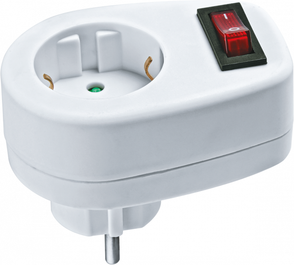Переходник Navigator 94 669 NAD-1E-СS-WH 1гнездо с выключателем