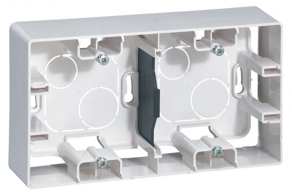 Коробка для накладного монтажа 2-местная белый ETIKA