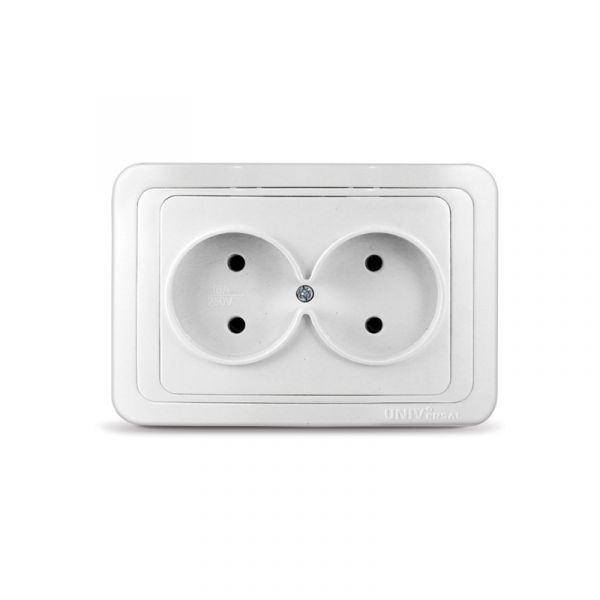 Валери Розетка двойная без заземления белая