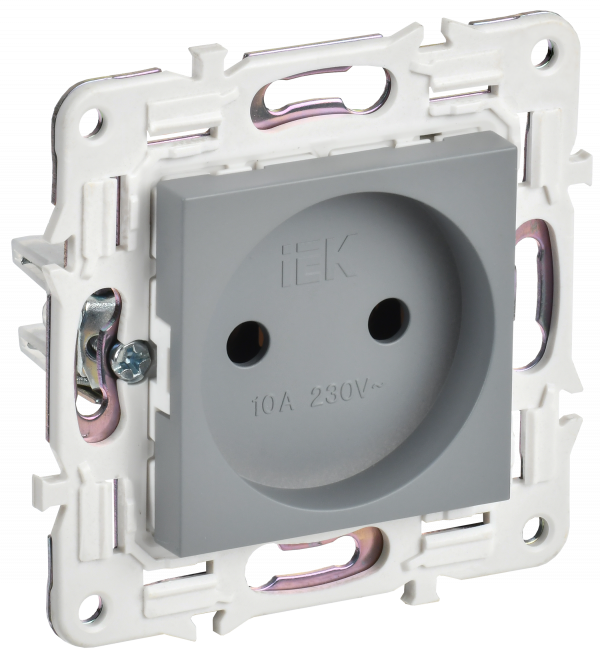 SKANDY Розетка без заземления без защитных шторок 10А SK-R02Gr серый IEK