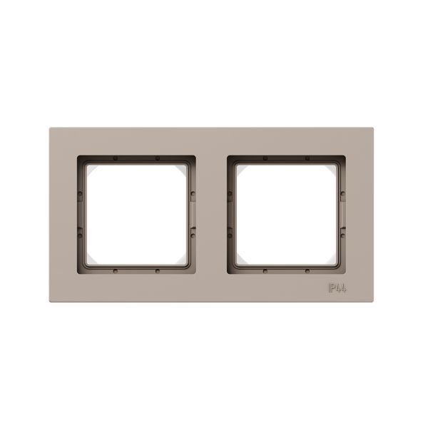Рамка 2-местная IP44  крем.  пластик Эпика EKF